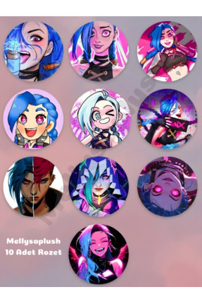 mellysaplush Arcane Jinx League of Legends Temalı 10 Adet Rozet 44mm