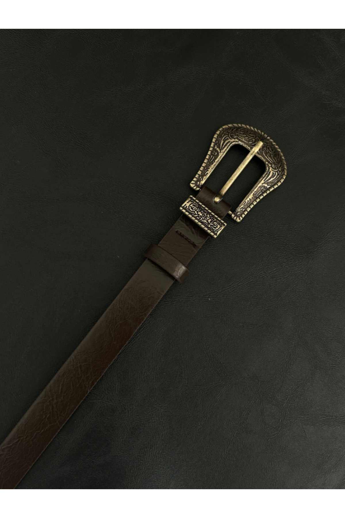 Marvel Classic Patterned Women's Antique Gold Buckle Belt