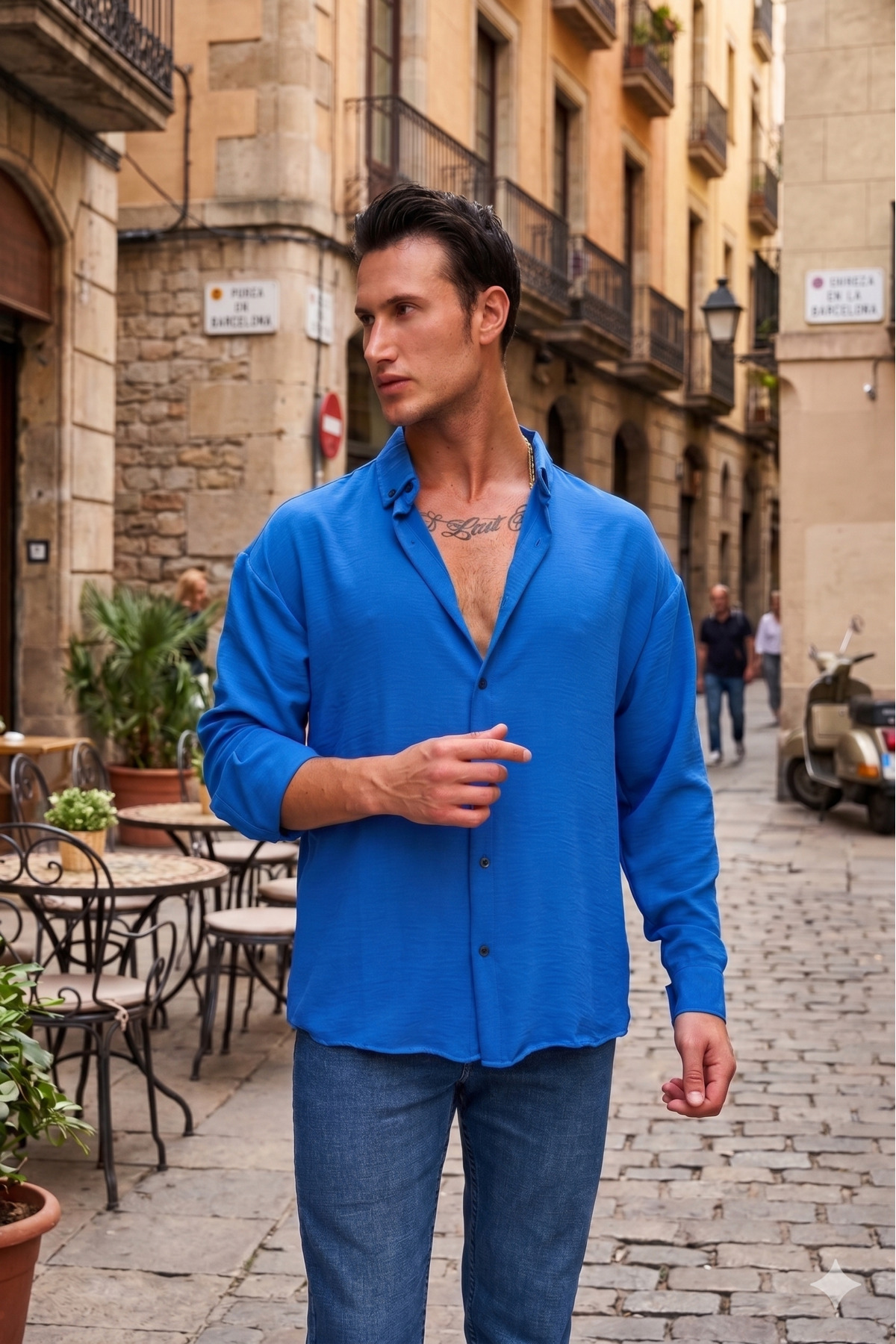 no4 style Ayrobin Men's Textured Linen Shirt
