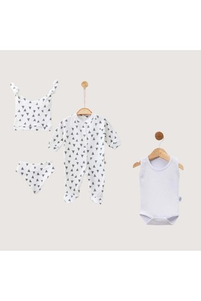 jijek baby kids Unisex Bebek Hastane Çıkışı 4’lü Set Yenidoğan Seti - Beyaz -...