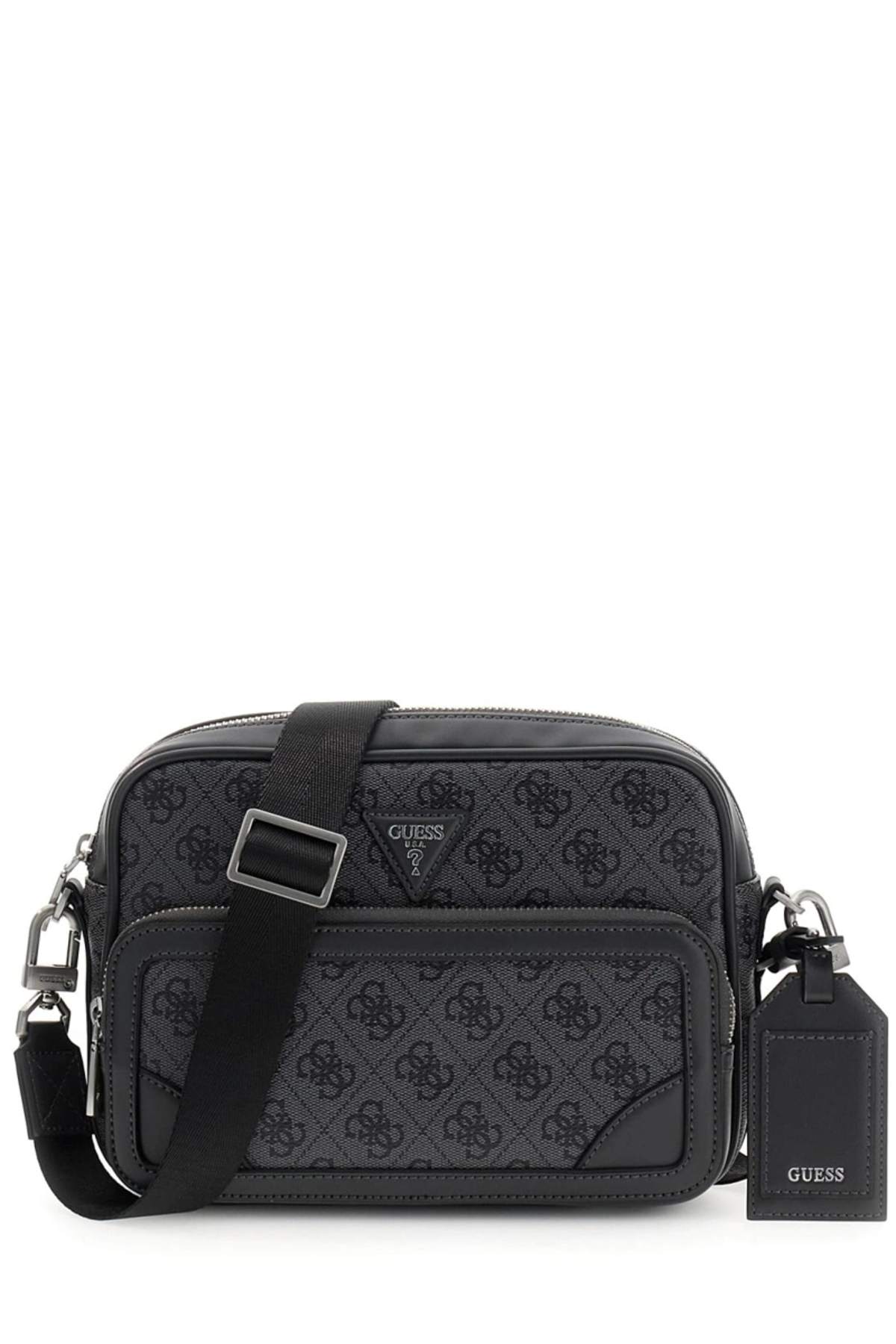 Guess Milano Çift Fermuarlı Askılı Erkek Siyah Çapraz Çanta