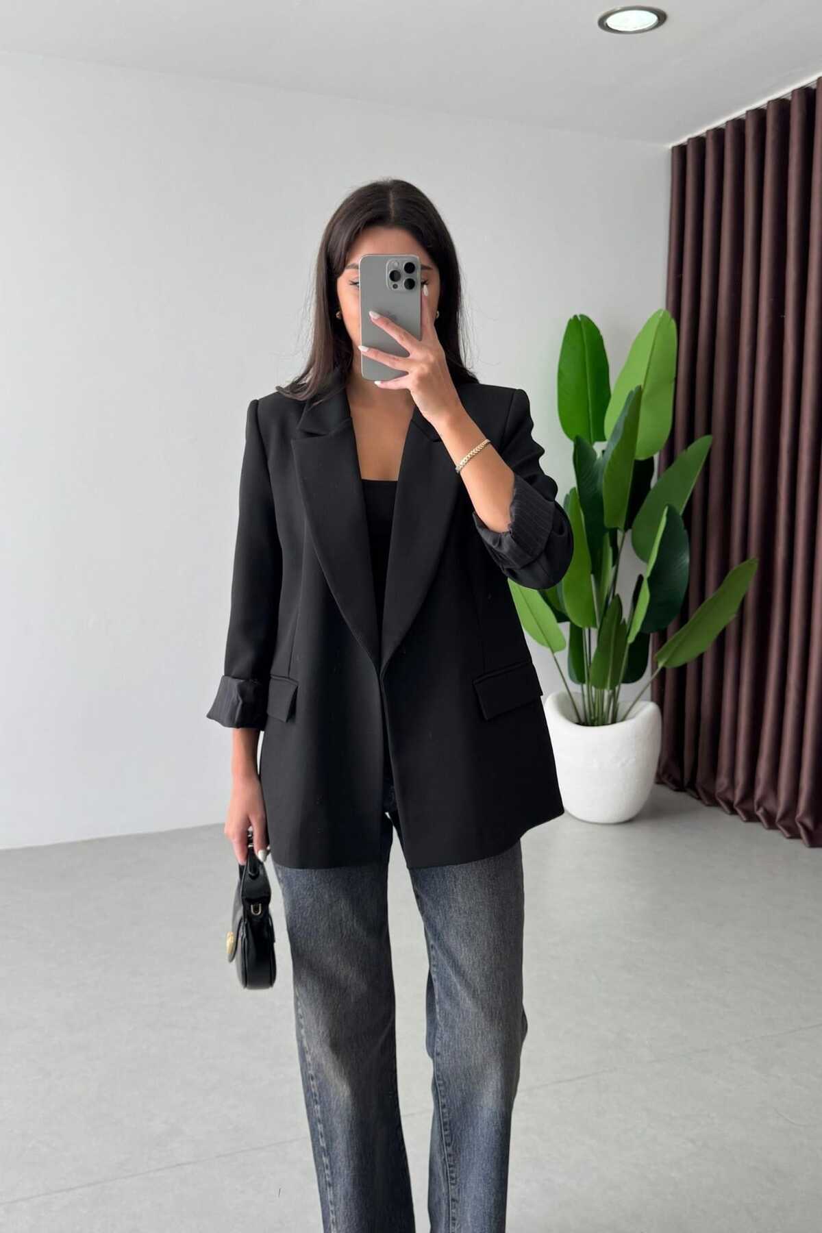 Siyah blazer ceket