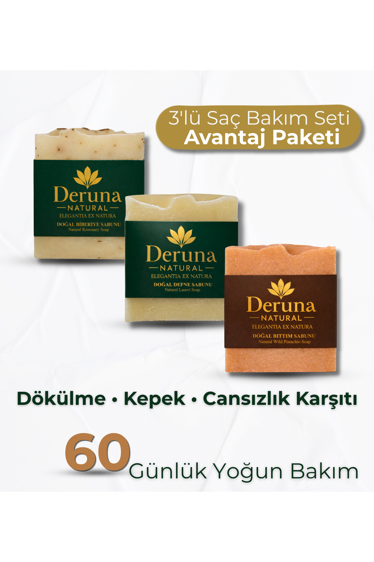 Dökülme & Kepek Karşıtı 3’lü Doğal Saç Bakım Seti | Bıttım Defne Biberiye 315 g. — SAÇ3LÜ — تصویر 2 از 4