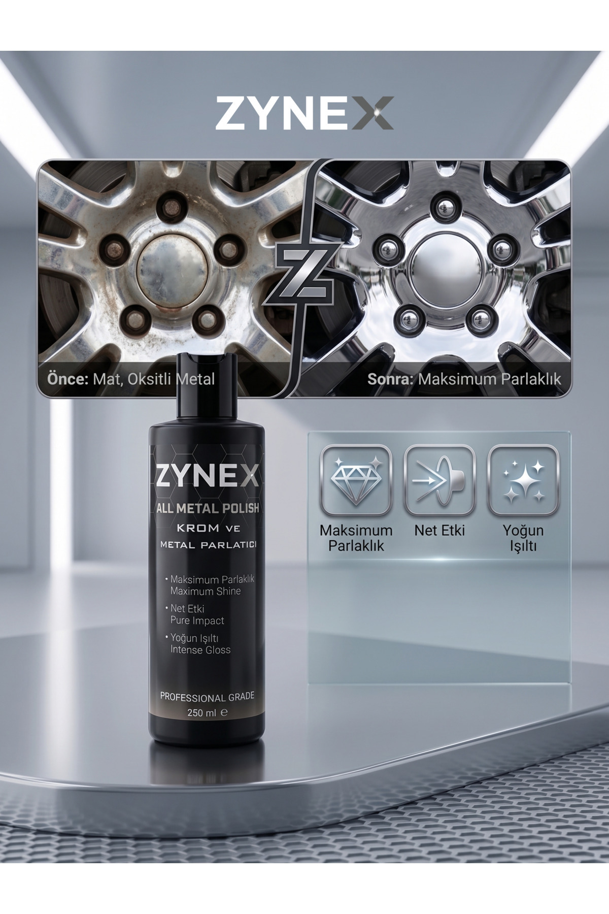 ZYNEX CARE Zynex Professional Krom ve Metal Parlatıcı 250 ml - Pas