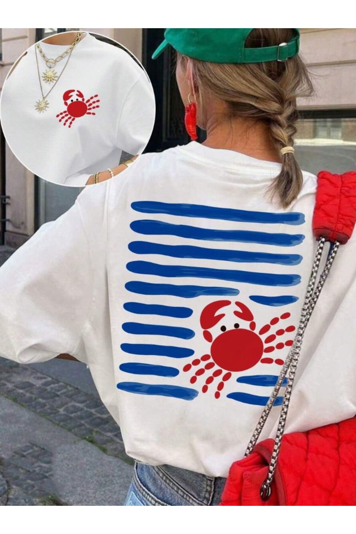 Gisha  Kadın Yengeç Baskılı Pamuklu T-shirt