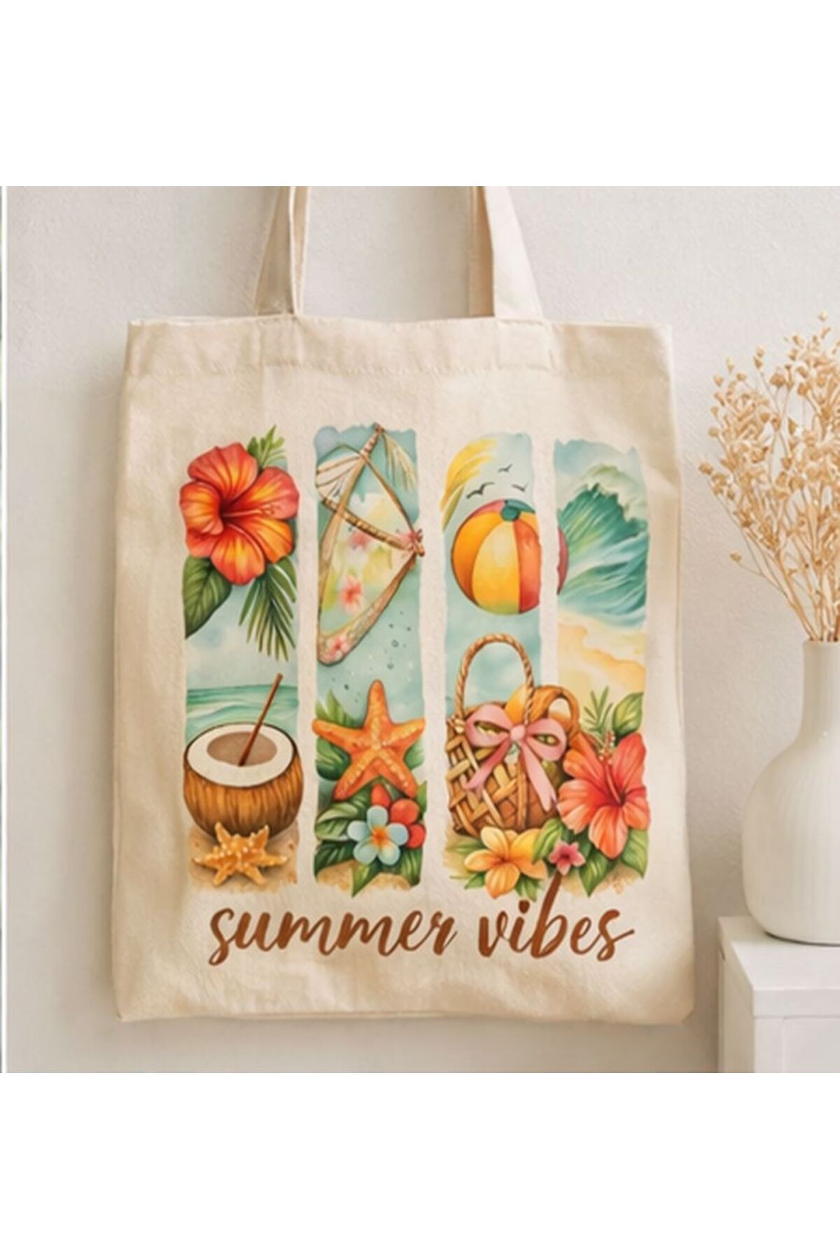 KADOREX DESIGN Tropical Floral Summer Vibes Printed Cloth Bag | Summer Beach & Daily Stylish Use Tote Bag