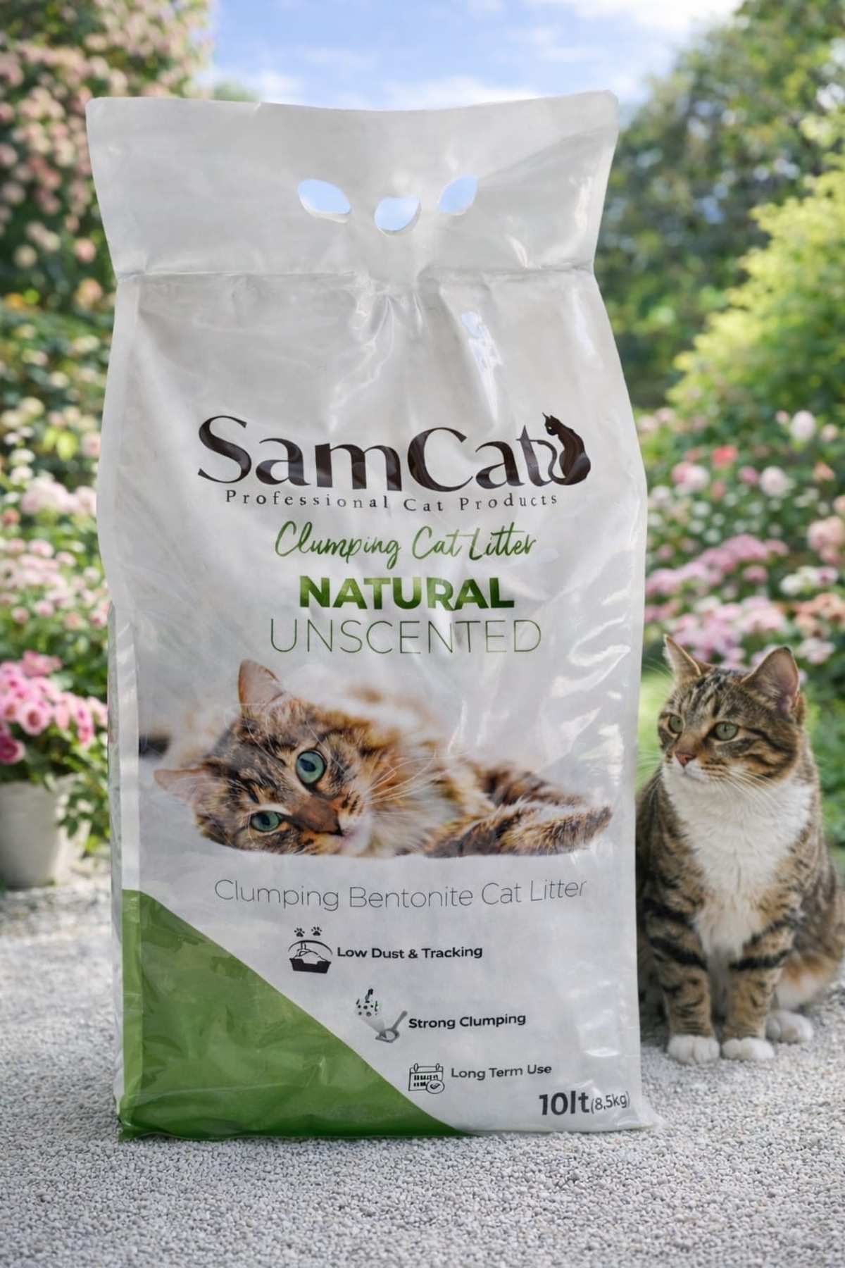 Samcat topaklanan natural tozsuz kedi kumu 10 LT (8,5 KG)