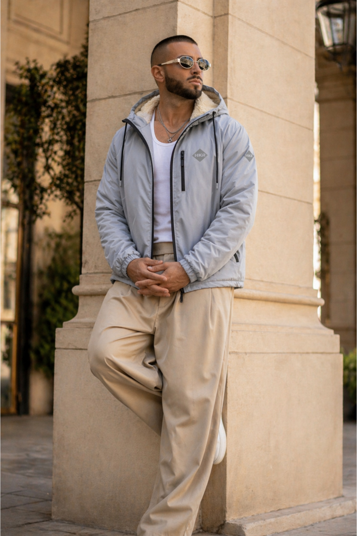 کت بارانی زمستانی سرپوش دار مردانه با آستر خزدار — خاکستری Hacker-1-FurryRaincoat — تصویر 6 از 6