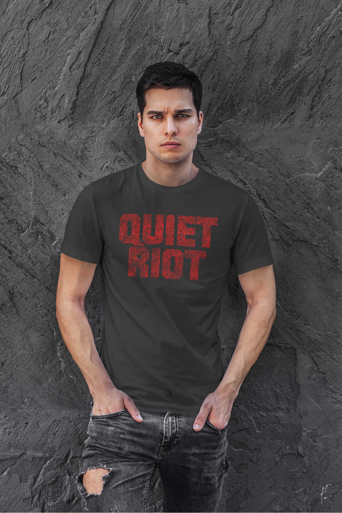 buzagi tasarım ürünleri Quite Riot Regular Fit Black Unisex T-Shirt