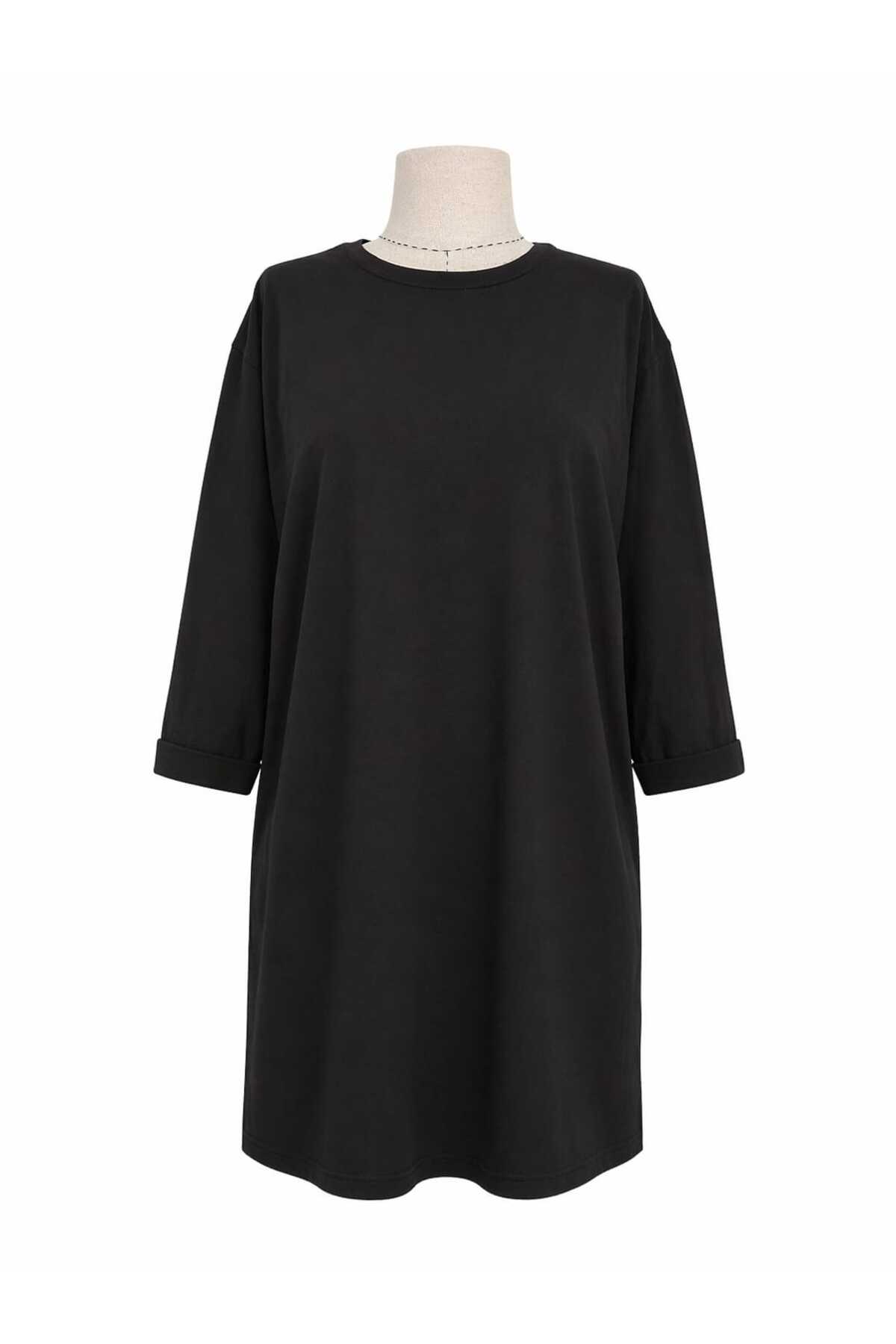 Women's Lycra Solid Color Medium and Over Short Sleeve Comfortable Cut Oversize Tunic Combed Cotton