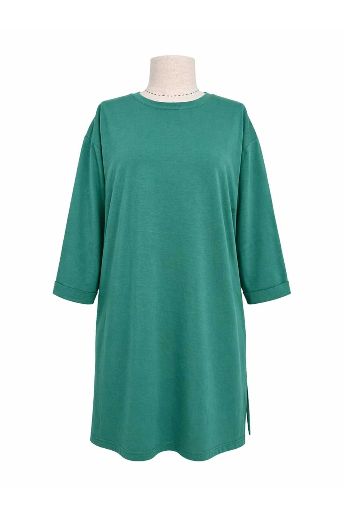 Women's Lycra Solid Color Medium and Over Short Sleeve Comfortable Cut Oversize Tunic Combed Cotton