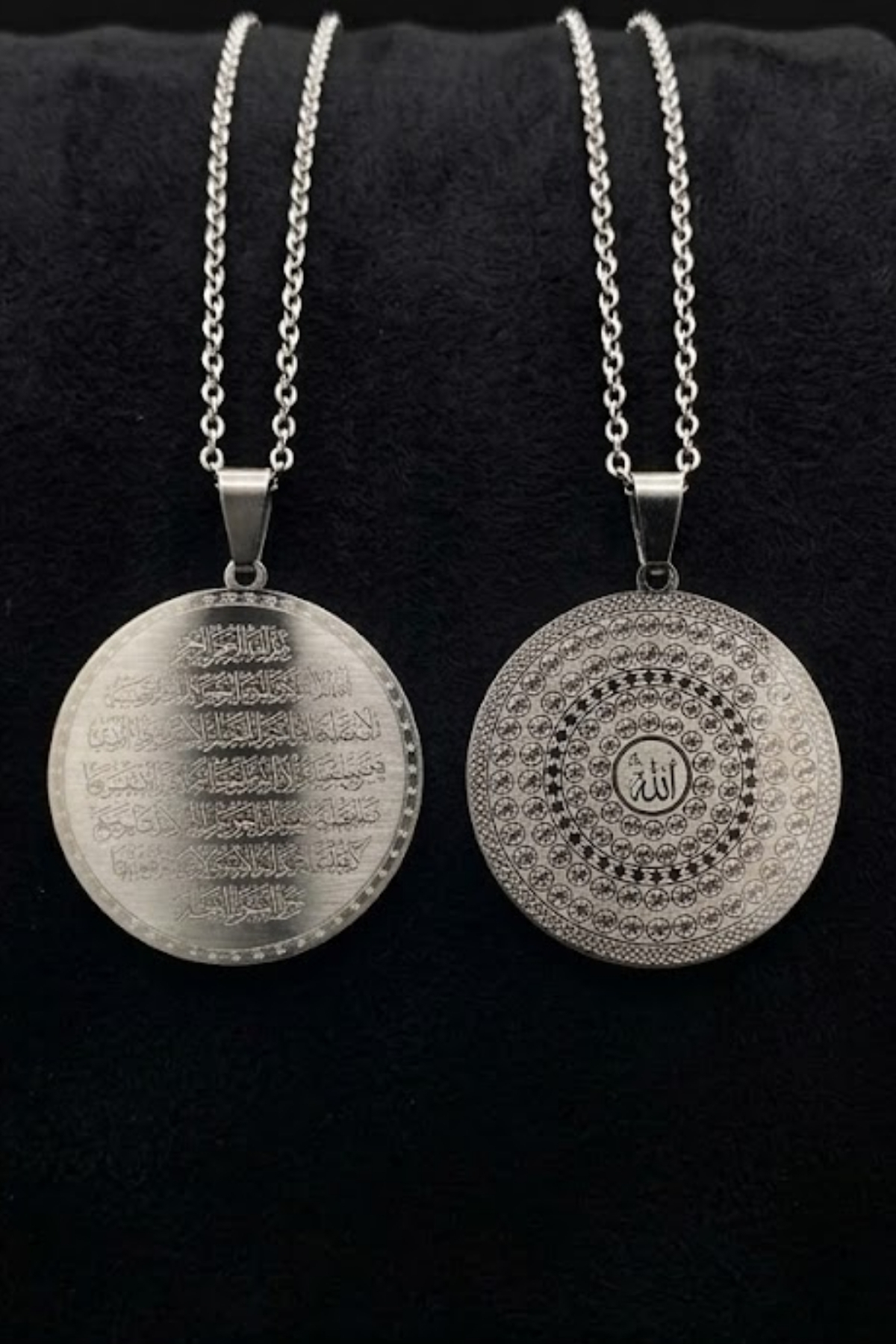 Verse Globe Double Sided Protective Armor Necklace Steel Women Men Necklace Protective Prayer Steel Necklace