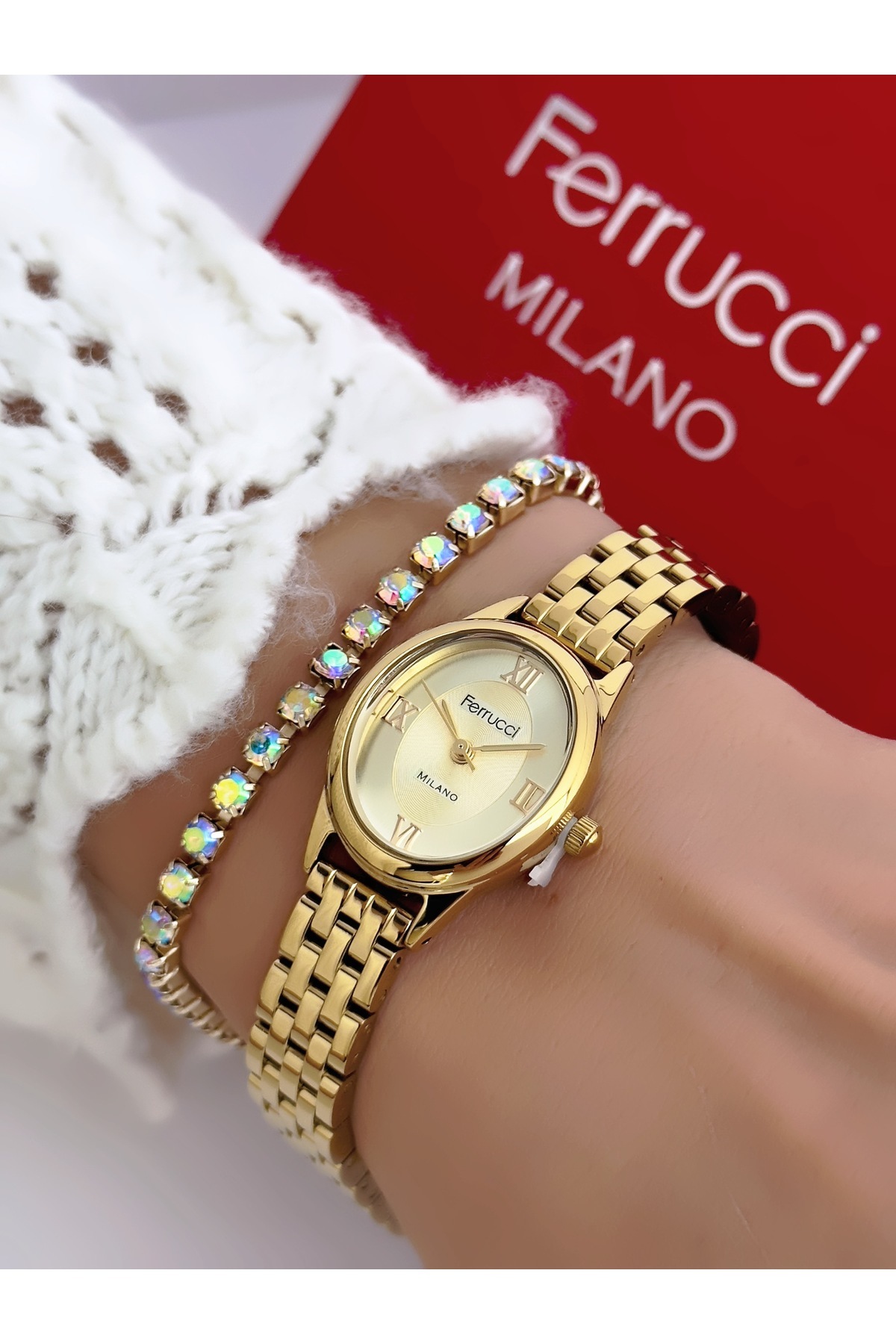 Steel Band Minimal Case 2 Years Warranty 3 Atm Waterproof Women Wrist Watch+ Bracelet Gift