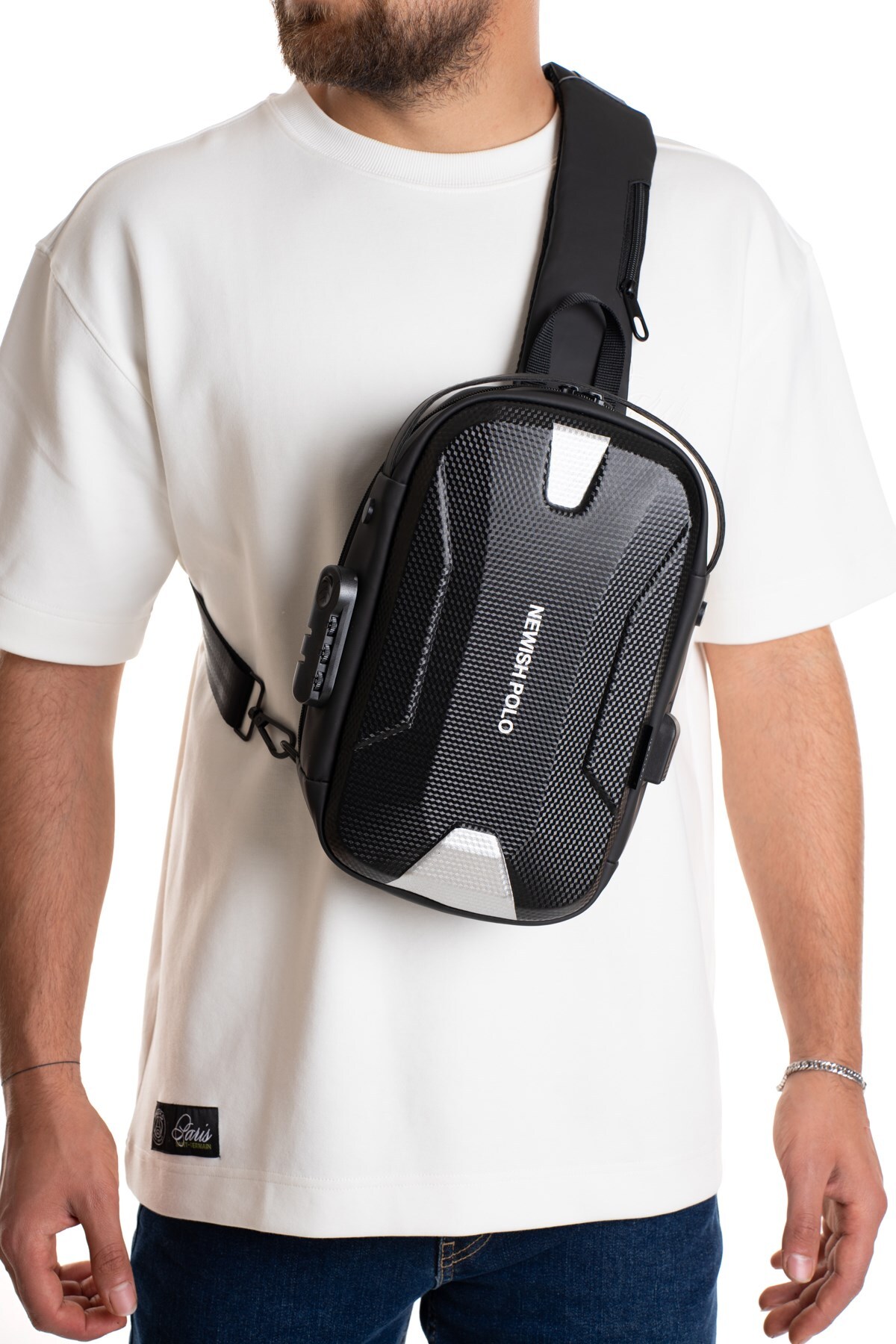 Newish Erkek Şifreli Kilitli Su Geçirmez Sling Bag 404 Çapraz Omuz Ve Sırt Çantası