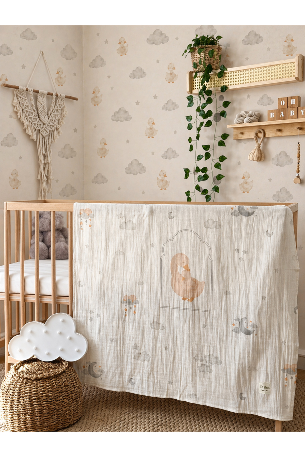 Double Muslin Baby Blanket 100% Cotton Muslin Blanket 90x110cm Breathable Fabric