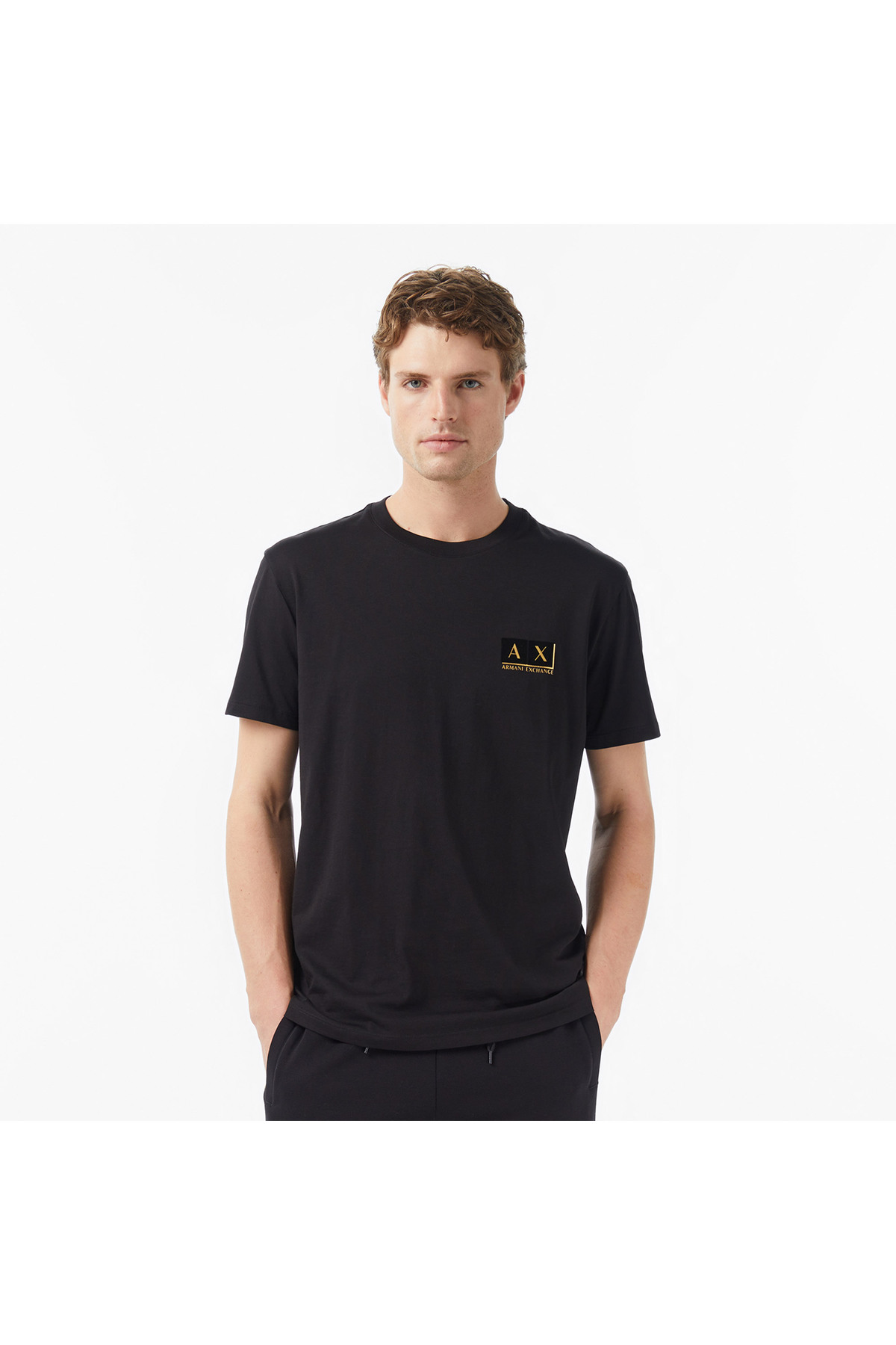 تی‌شرت مردانه مشکی/طلایی آرمانی اکسچنج تی شرت Armani Exchange