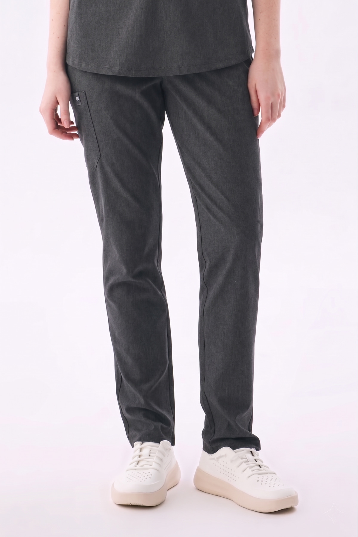 Nova Pants - Anthracite Straight Leg Women Lycra Flexible Nurse And Doctor