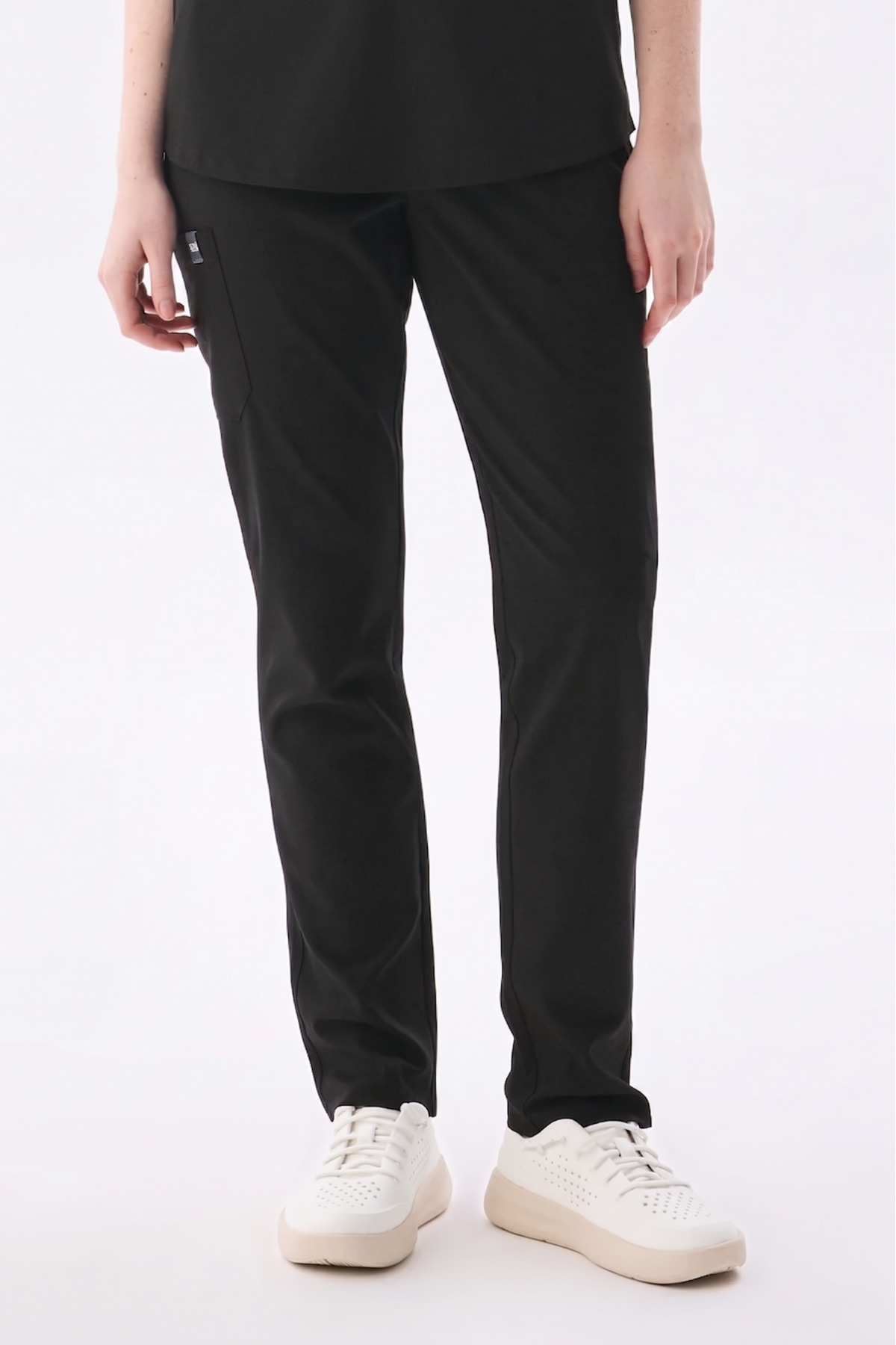 Nova Pants - Black Straight Leg Women's Lycra Stretch Nurse And Doctor Jersey Single Bottom Scrubs