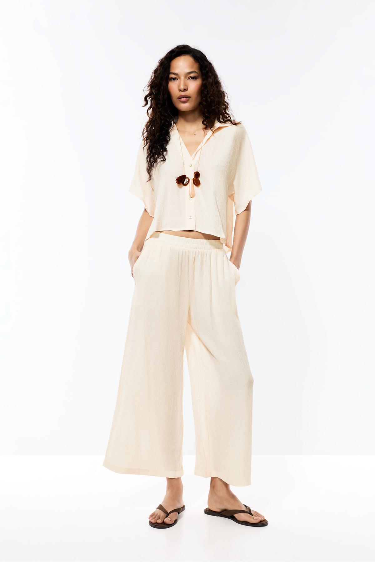 Textured culotte pants