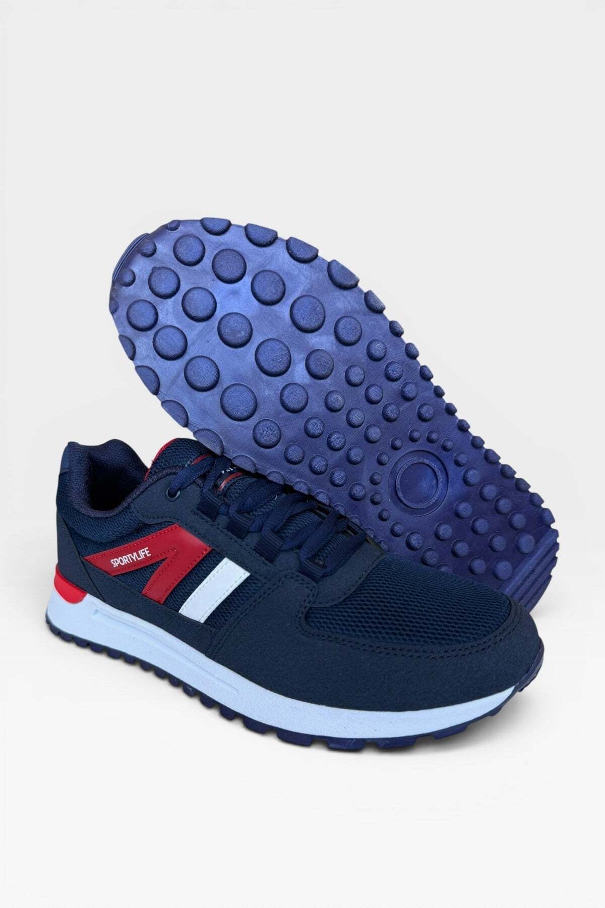 Erkek Ortopedik Airfile Günlük Yürüyüş Koşu Sneaker Spor Ayakkabı LACİVERT — سفید 3465 — تصویر 5 از 6