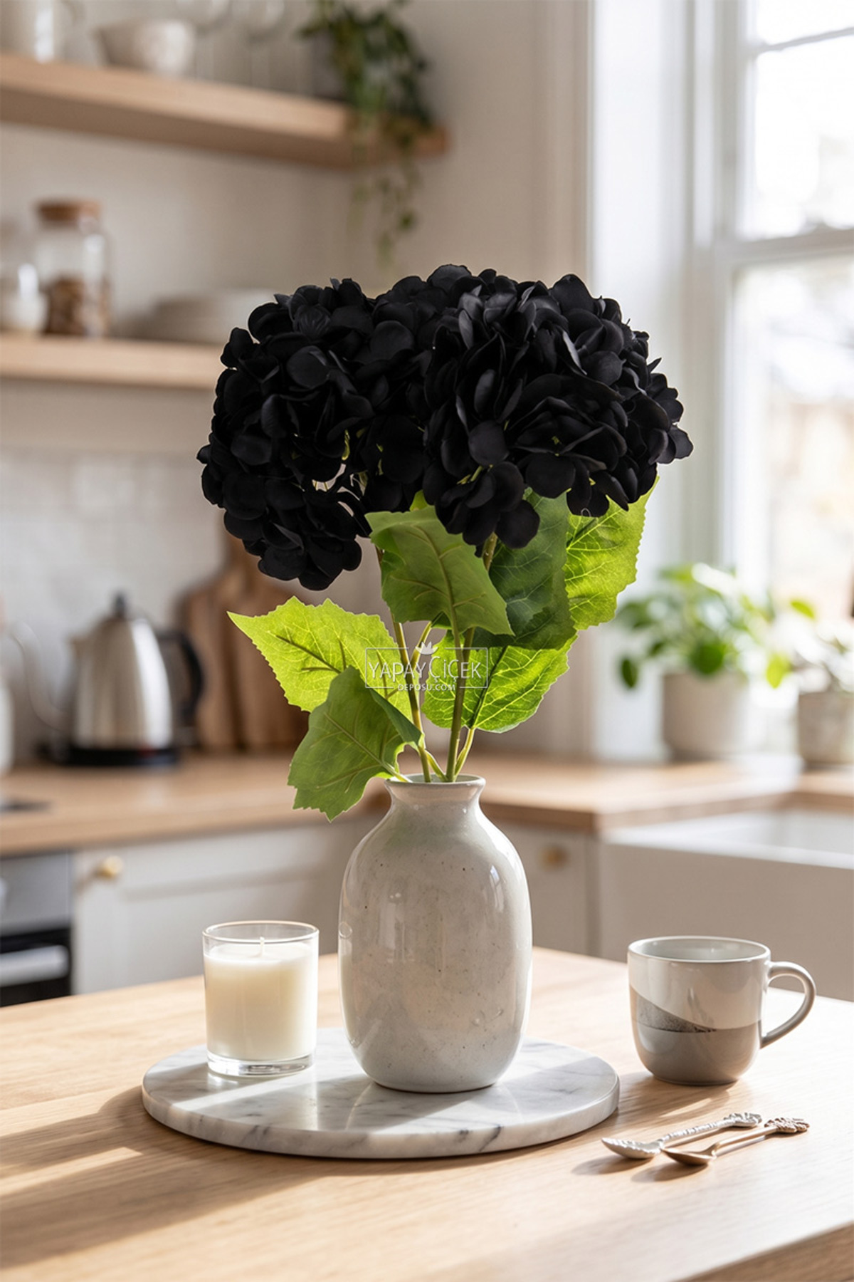 Artificial Flower Matin Hydrangea Branch 60 cm Black