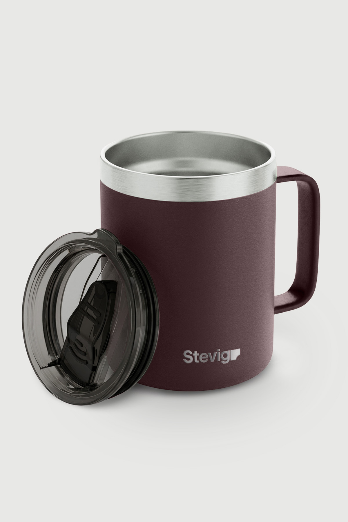 1 Cap Daily Mug Steel Thermos 350ml Dark Plum ST-266