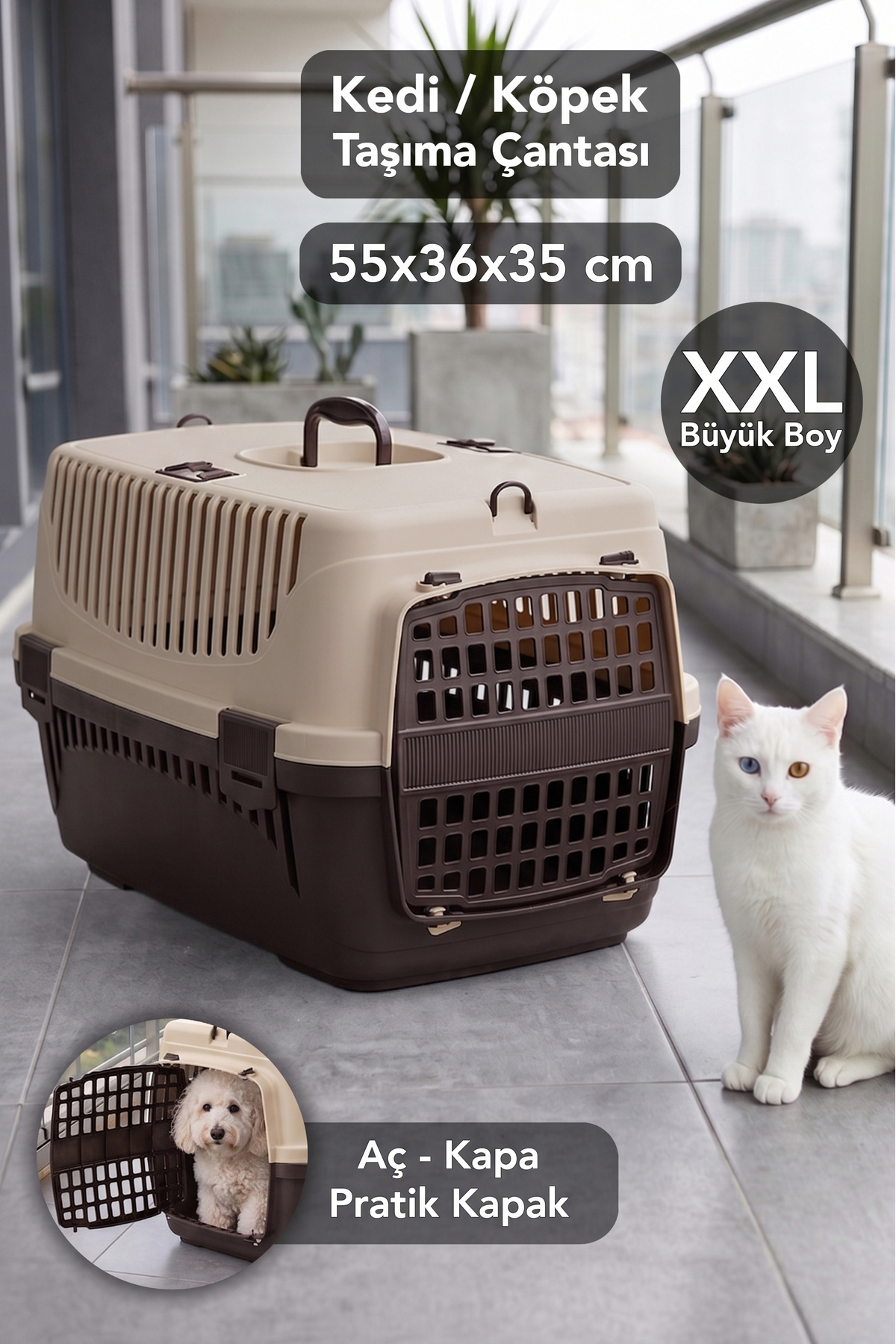 Meleni Home XXL Büyük Boy Evcil Hayvan Kedi Köpek Taşıma Çantası 55x36x35cm Bej - Fiyatı, Yorumları