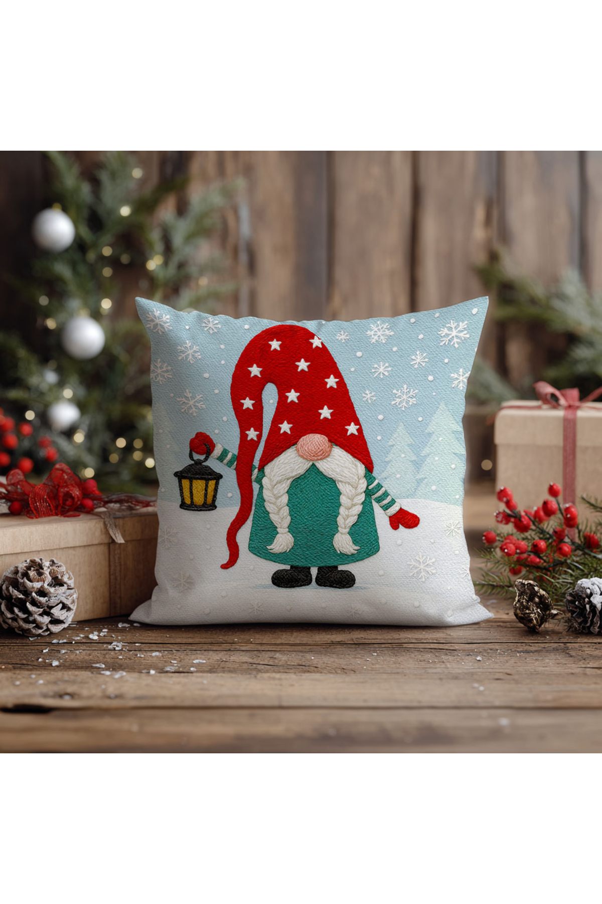 2 Pcs Double Sided Digital Printed Punch Punch Embroidery Pattern Square Pillow Covers