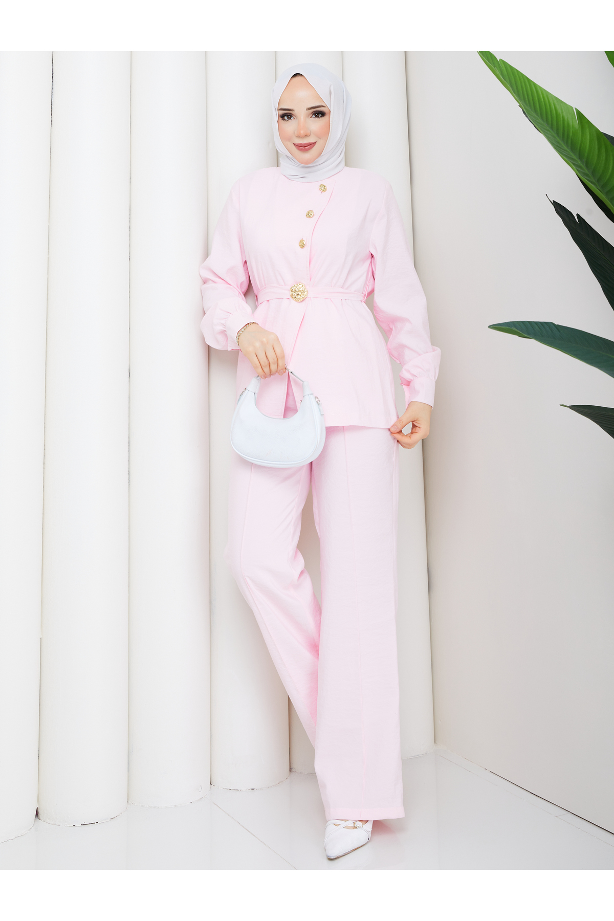 RACE FASHİON Accessory-Enhanced Shirt & Stitched Pants Islamic Clothing Set Rc9040