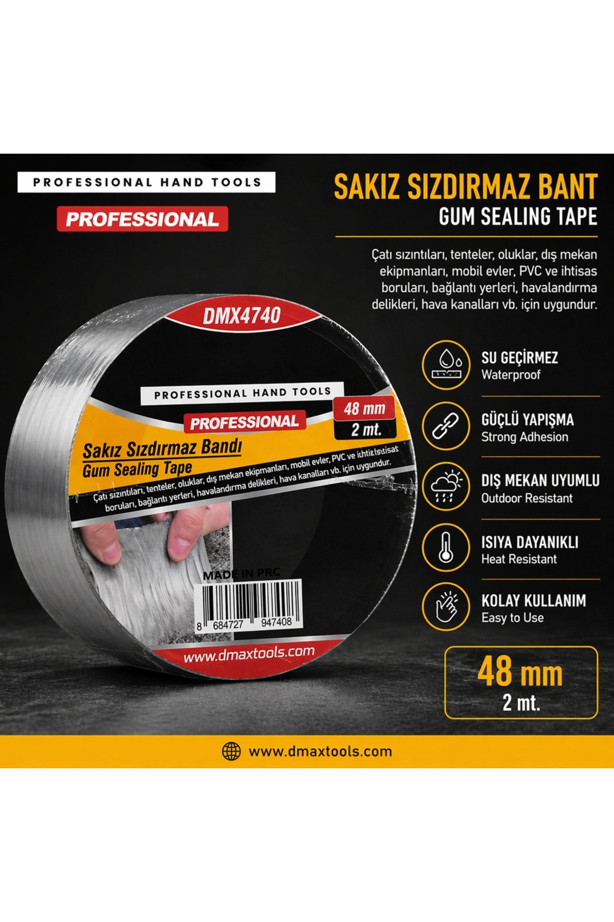 Keyfi Sepet Profesyonel Sakız Sızdırmaz Bant 48 mm x 2 mt | Su