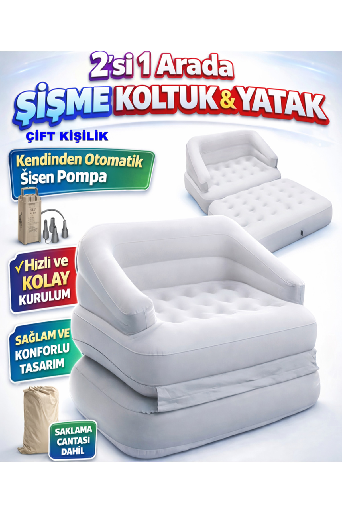 KY14 Inflatable Seat Mattress Self Inflating Air Pump Folding Air Mattress Portable Comfortable Sofa