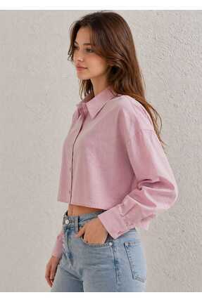 GERONİS Modal Kumaş Crop Gömlek