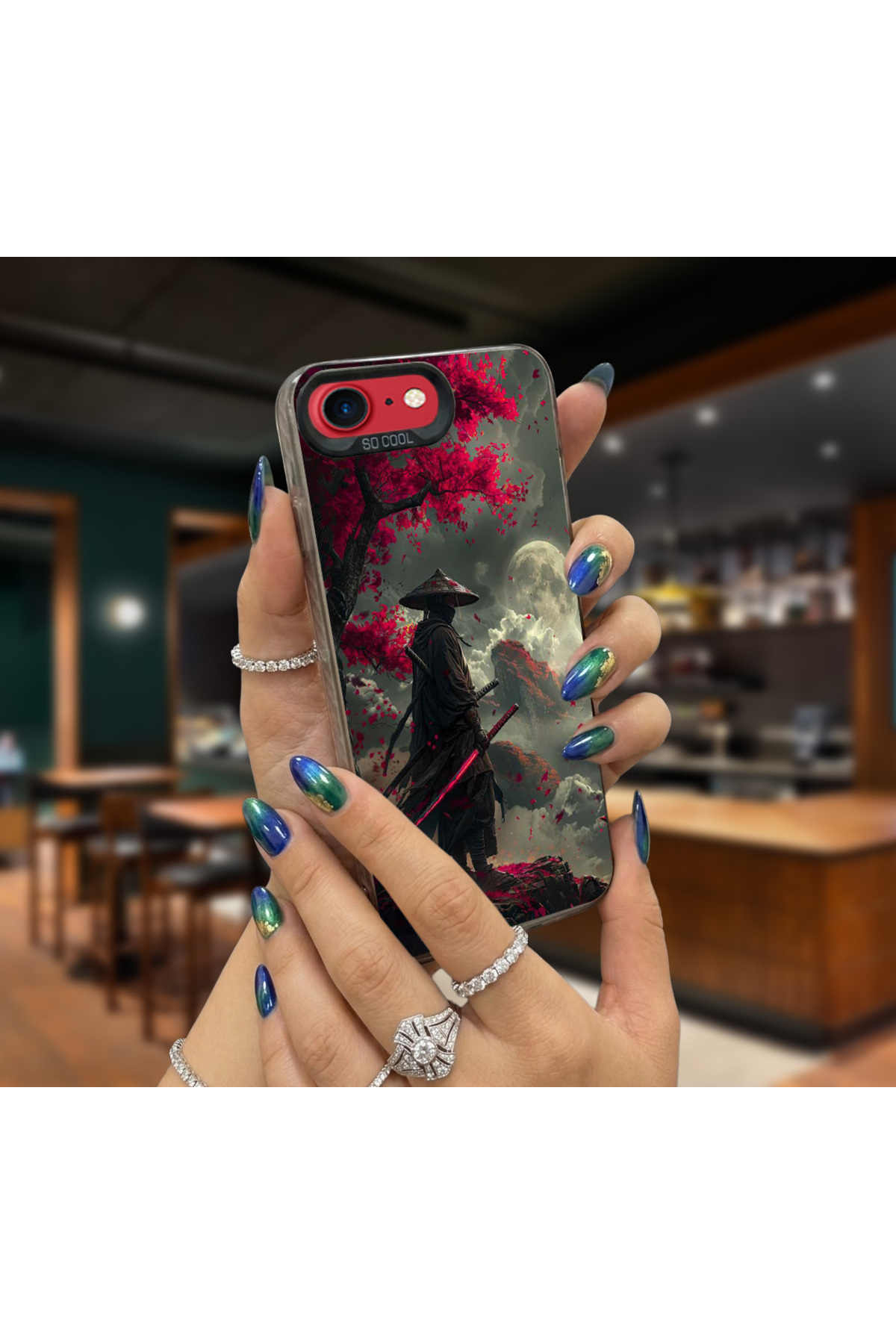 Caseji İphone 7-8-SE2020 Uyumlu Ay Güneş Baskı Desen Darbe Emici