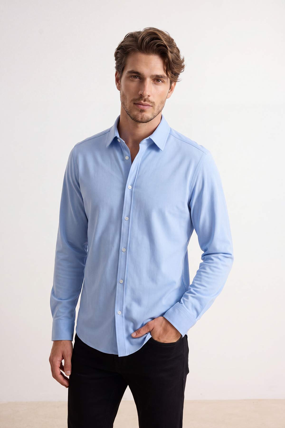 Trendyolmilla Man Açık Mavi Mevsimlik Oversize Erkek Gömlek TMNSS26GO00032