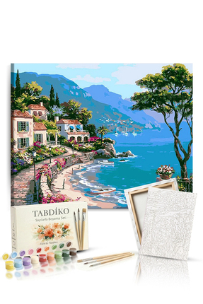 Tabdiko Sayılarla Boyama Seti 40 x 50 cm Tuval Şasesine Gerili Sahil Kasabası