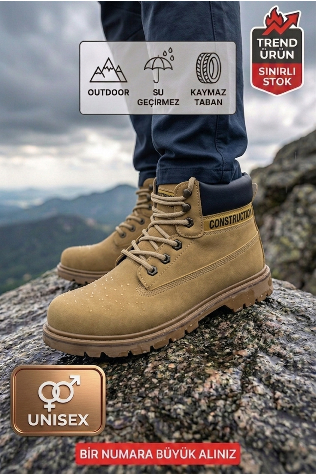 Registan Shoes Tiger Squad Unisex SU VE Soğuk Geçirmez Kaymaz Taban Bot