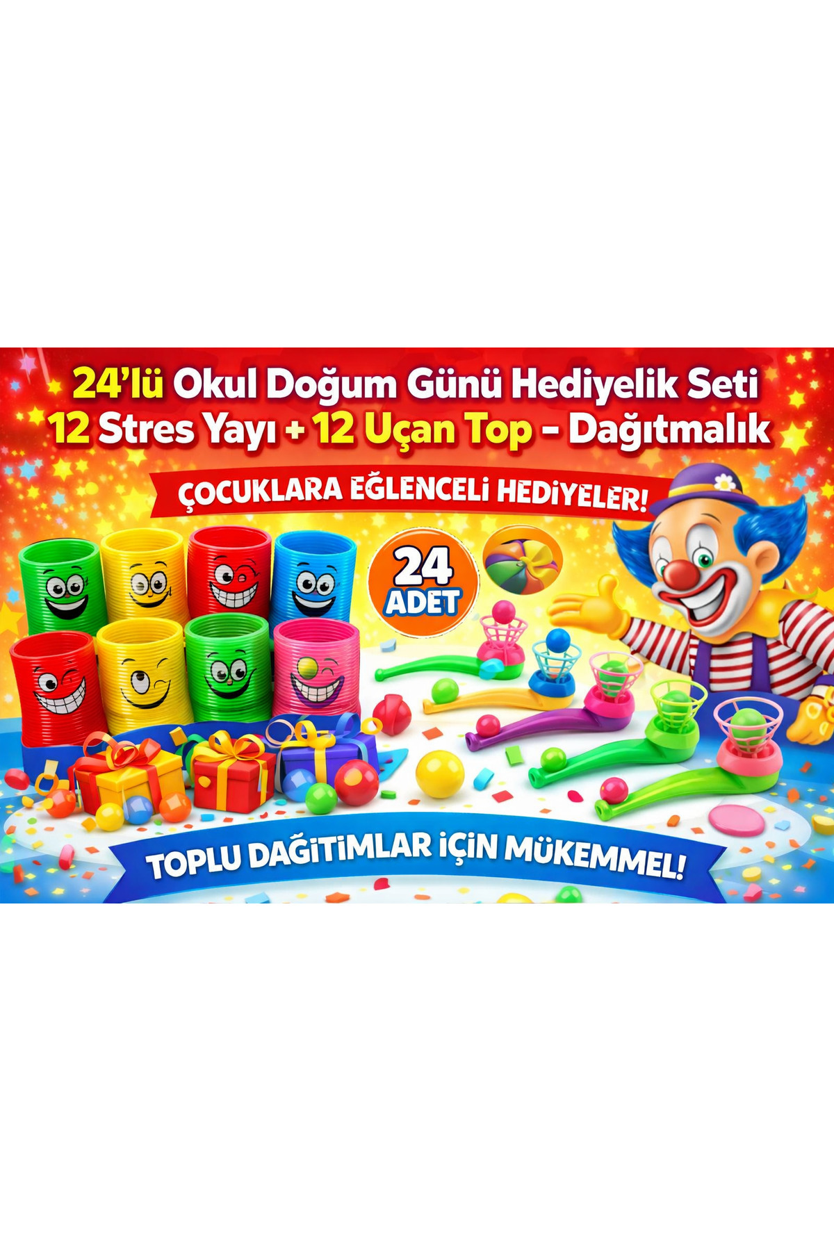 KAR TANESİ 24'lü Okul Doğum Günü Hediyelik Oyuncak Seti – 12 Stres