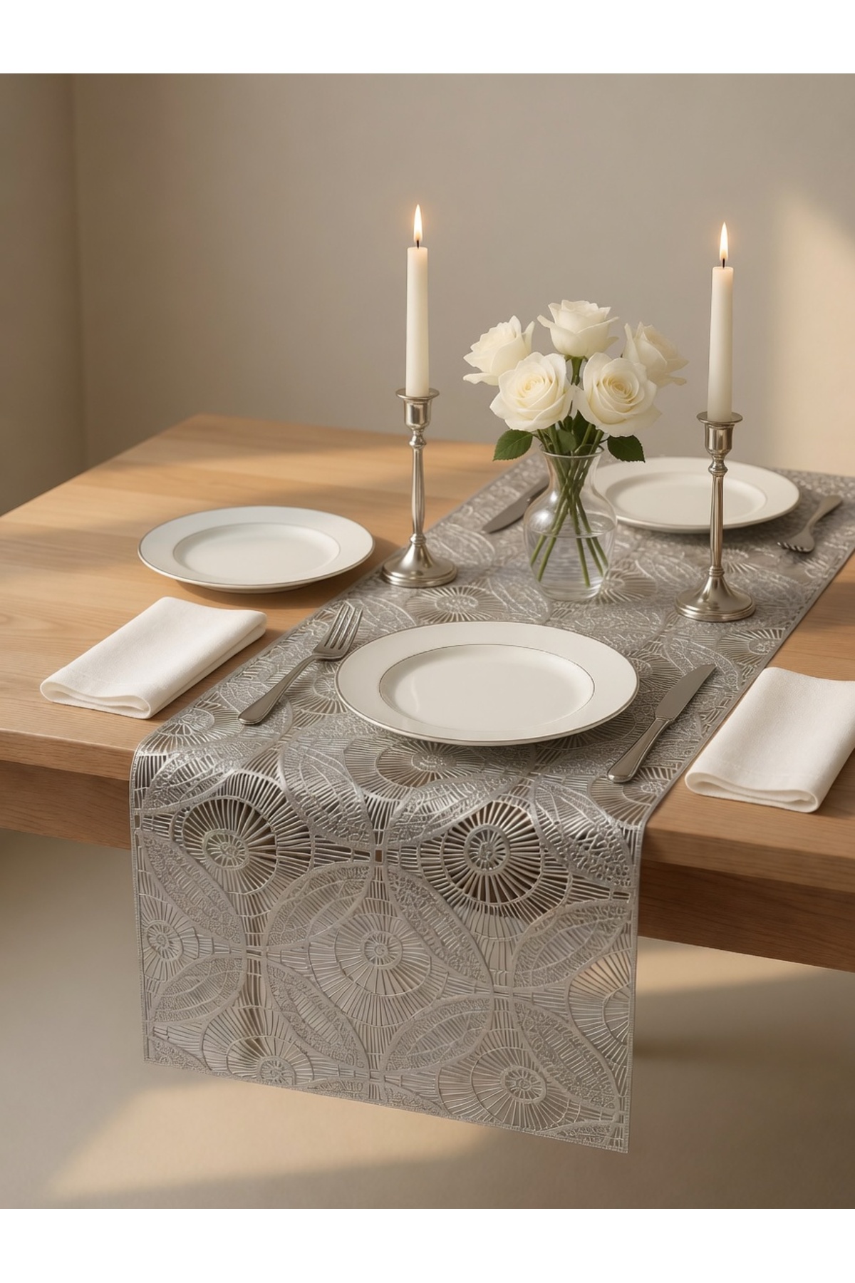 Patterned Premium Luxury Runner Silver color