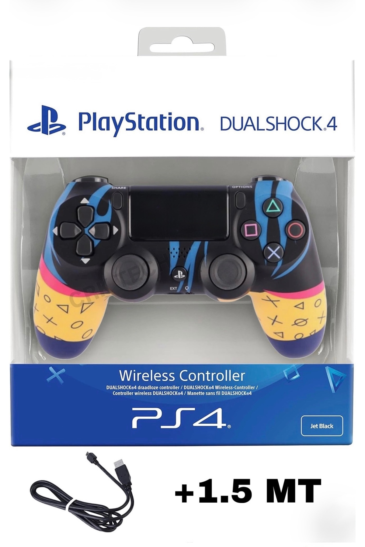 PS4 PC Compatible Dualshock 4 V2 Next Generation Wireless Gamepad Revamped Patterned + 1.5M Cable HEDİYEE