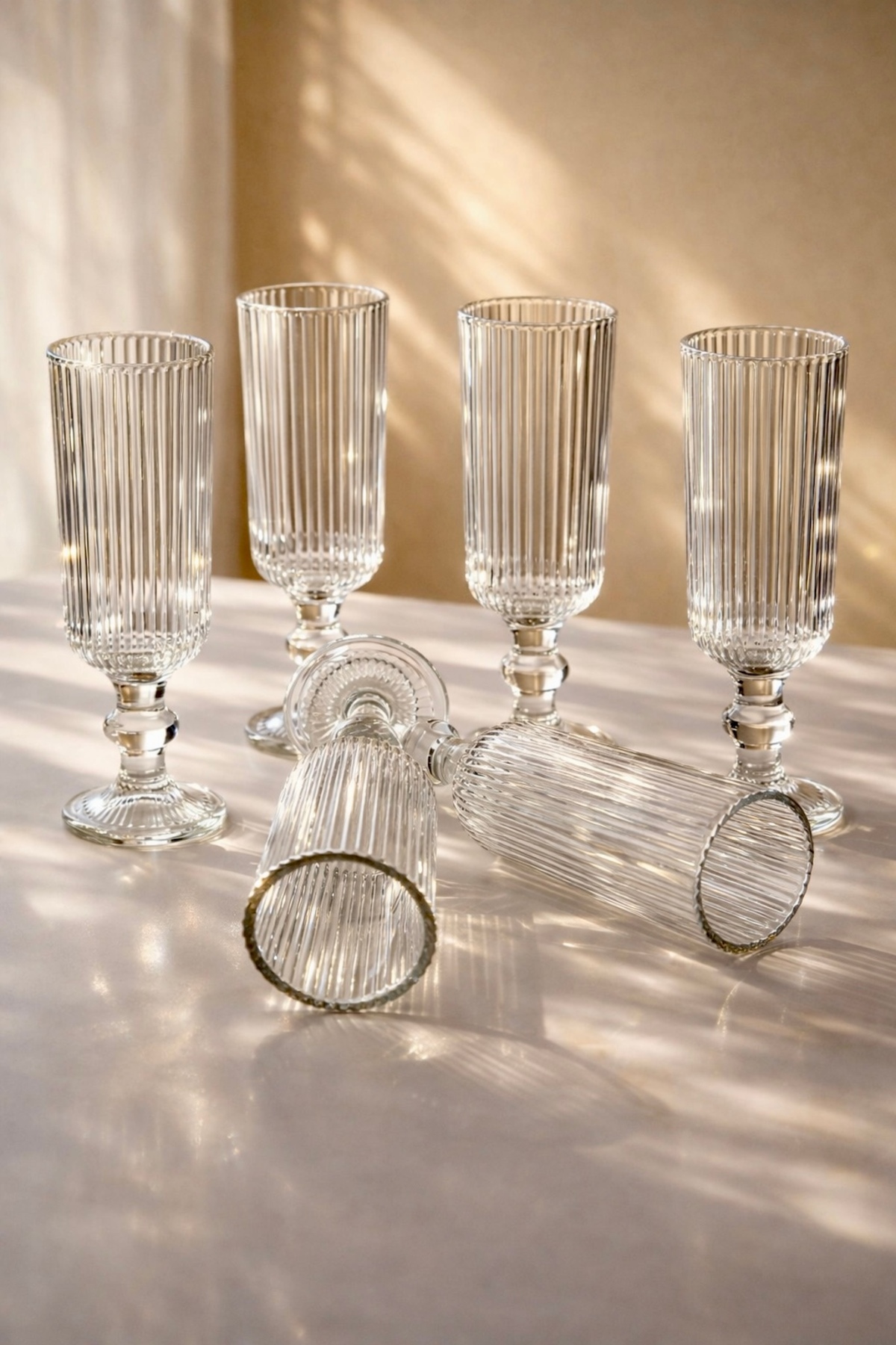 Lumen Striped Footed Glass Set | 170ml – 4pcs