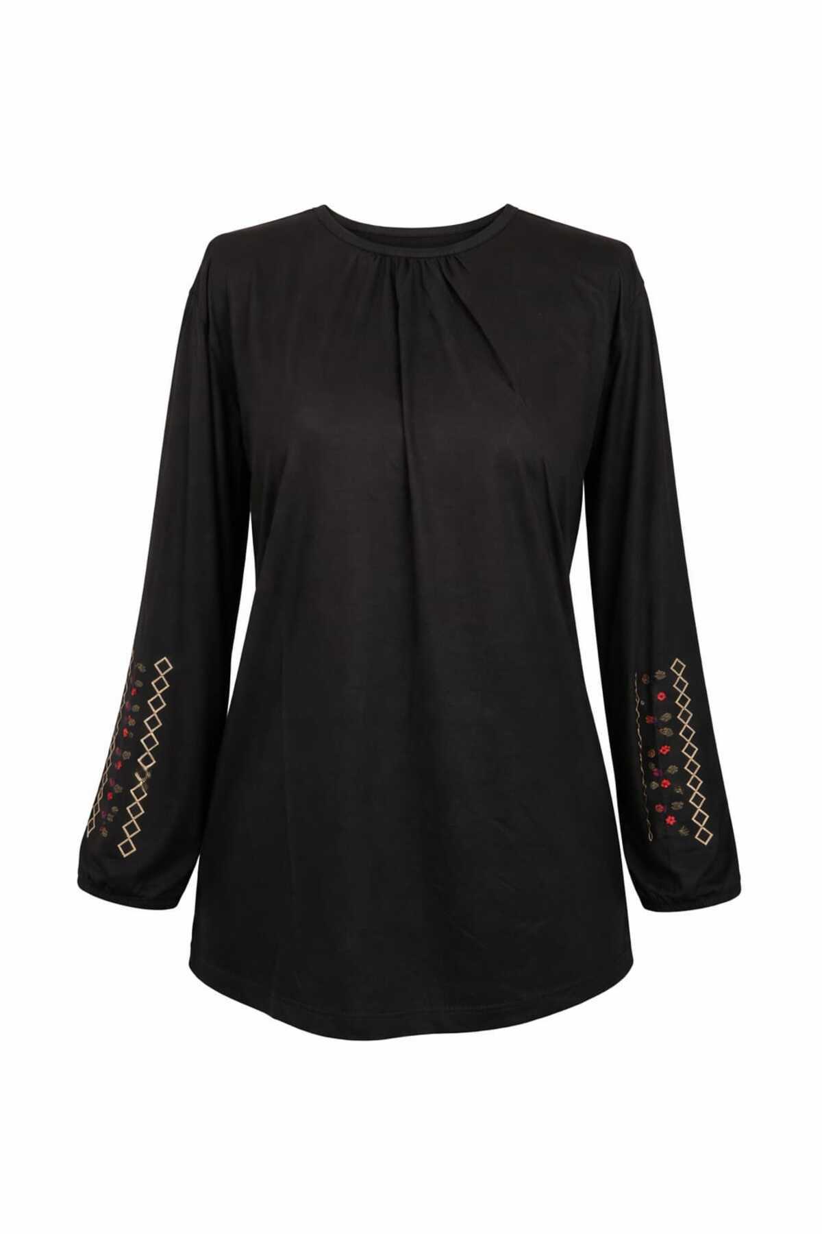 Women's Lycra Middle Age and Over Four Seasons Mother Combed Cotton Blouse New Season Sleeve Embroidered