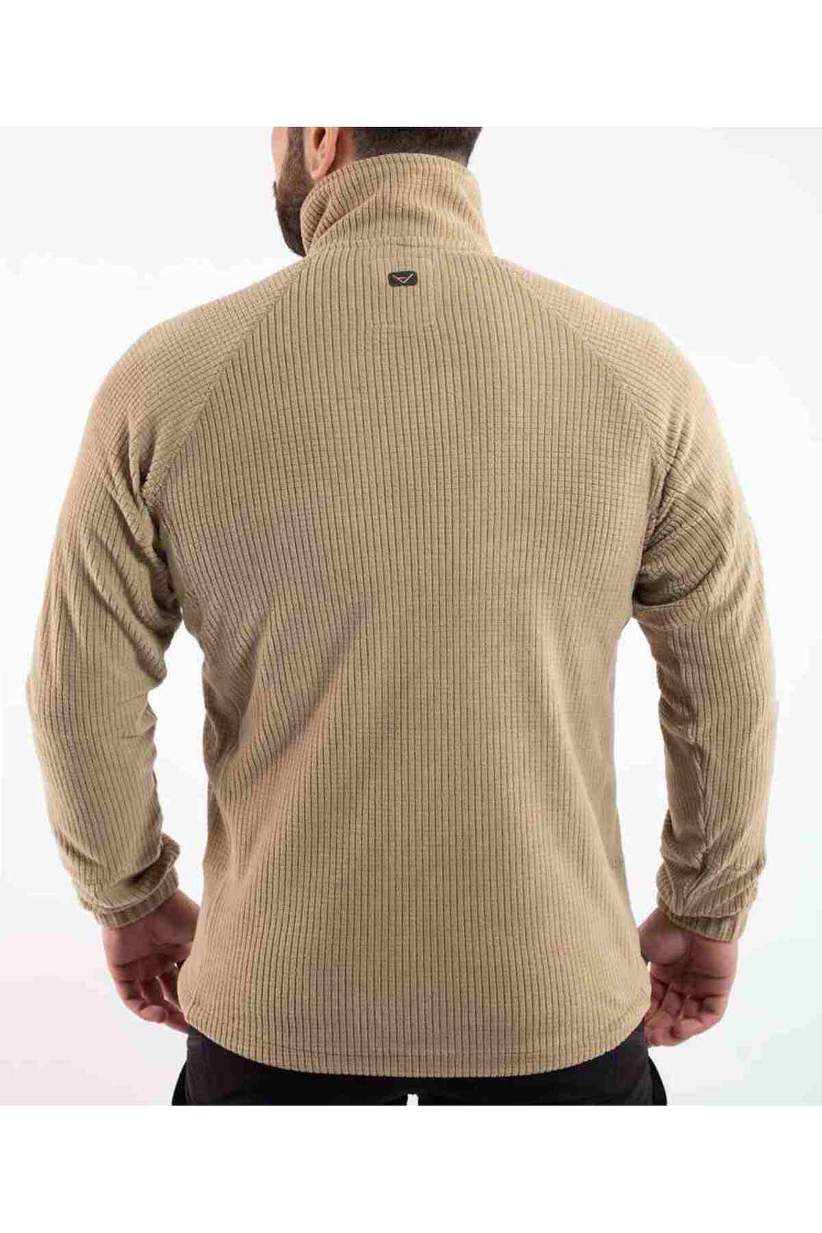 Taktik Outdoor Erkek Petek Polar Sweatshirt Tüylenmez POLTAC04 — بژ 8682930301475 — تصویر 4 از 5