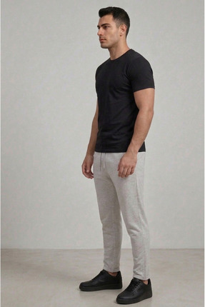 just wear zt Unisex Siyah Paça Double Detaylı Eşofman Altı – Rahat Kesim Günl...
