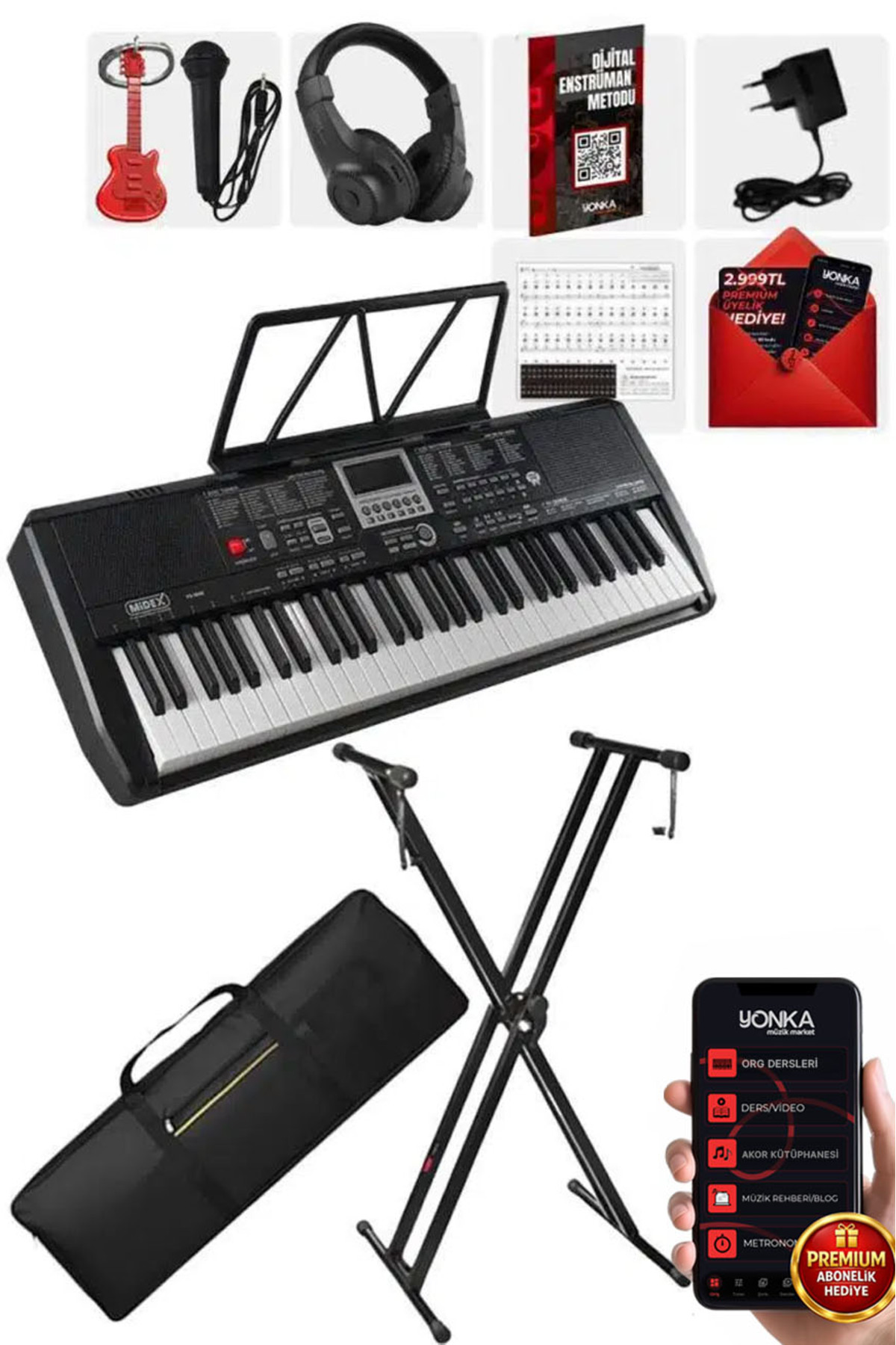 Midex PS-1800BK-SET 61 Tuşlu Kaliteli Org Dijital Ekranlı Stand