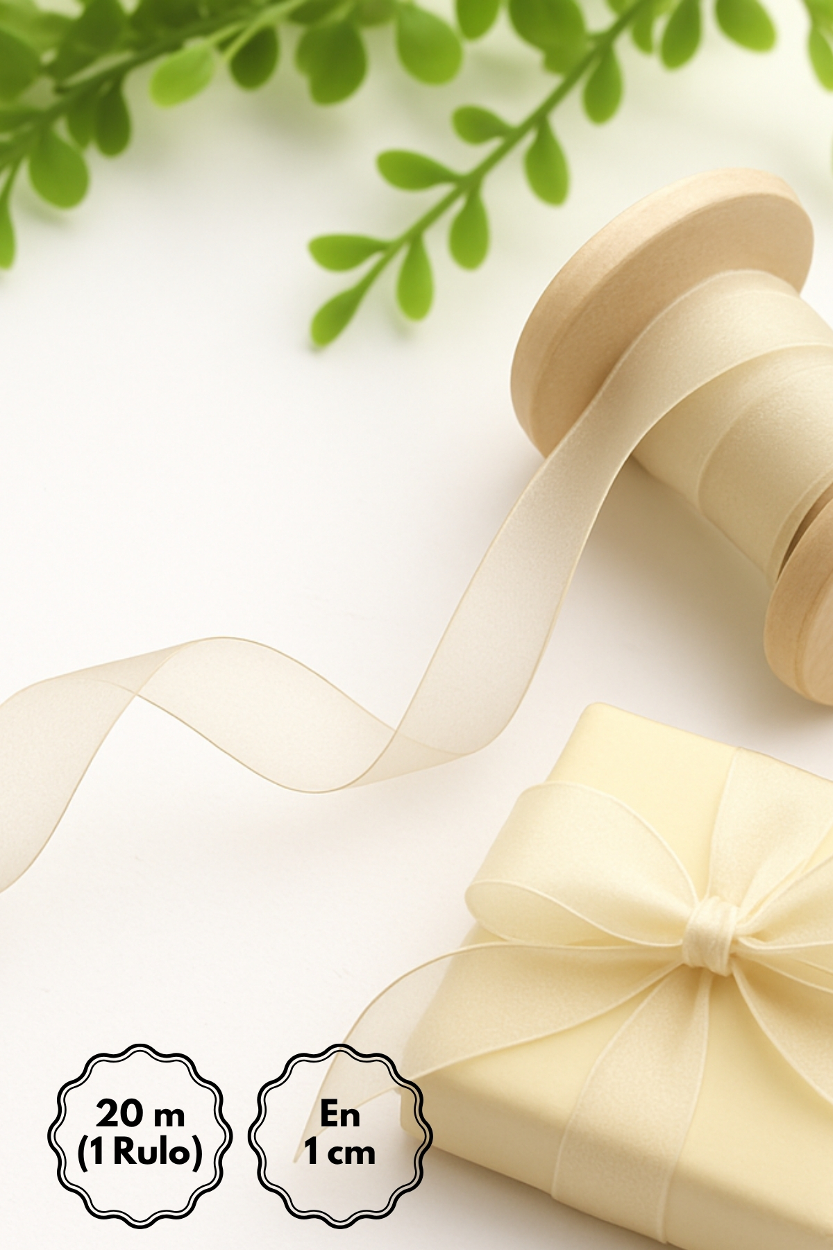 Organza Ribbon, 20 Meters Cream