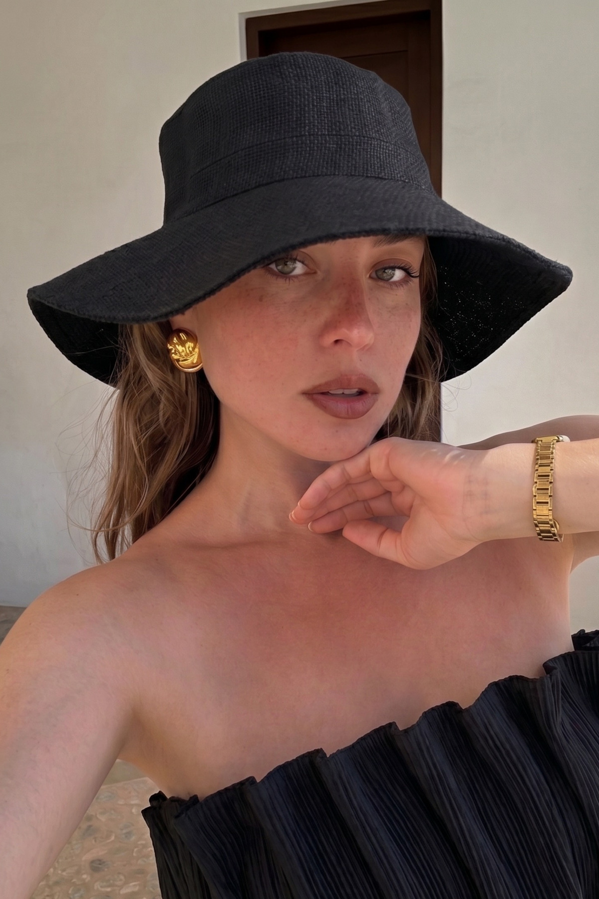 Natural Black Jute Bucket Hat Natural Black Jute Bucket Women's Beach Hat for Summer