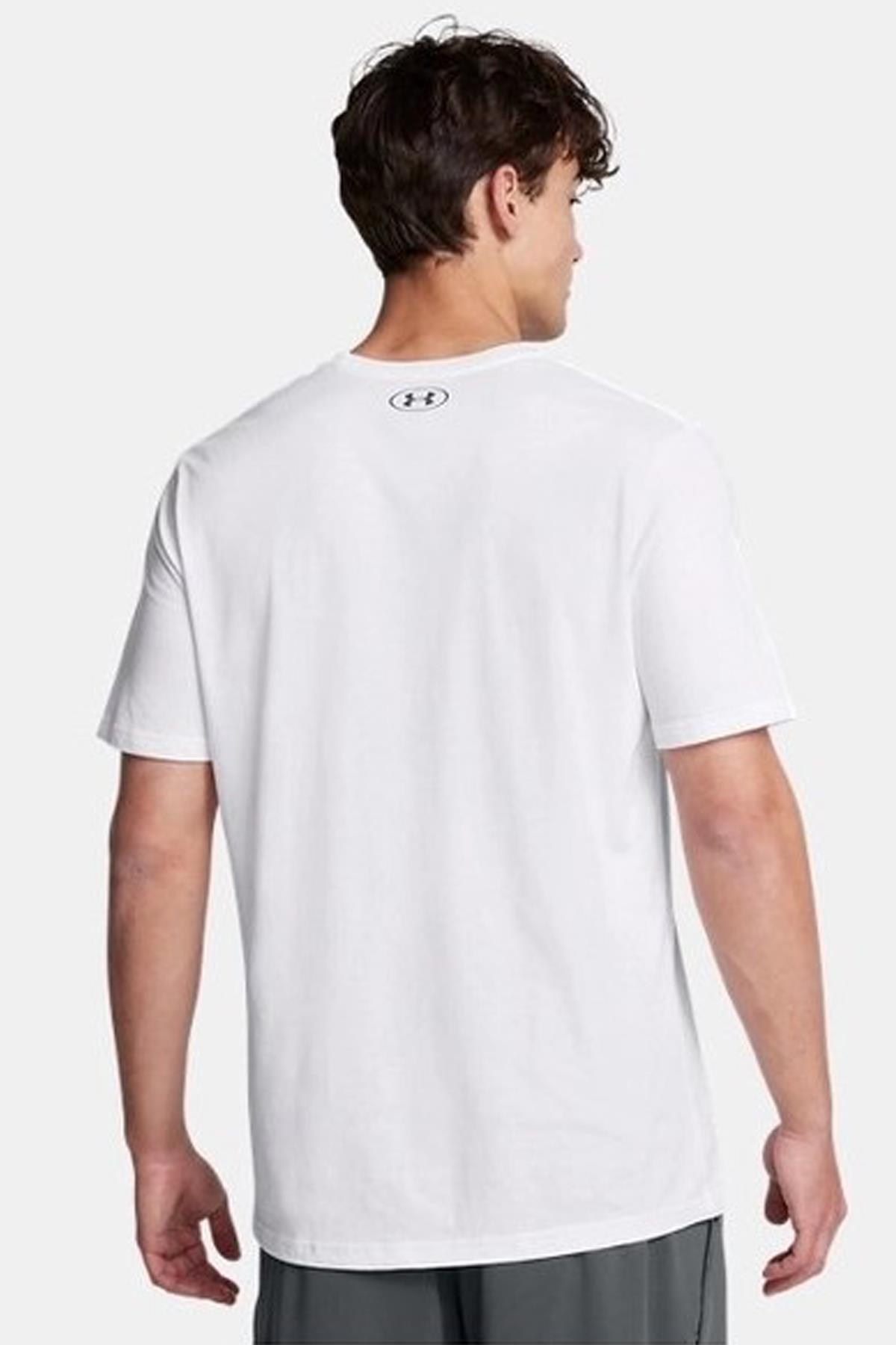 Under Armour Erkek Pamuklu Regular Fit Yuvarlak Yaka Beyaz T-Shirt 1386793-100 görsel 2