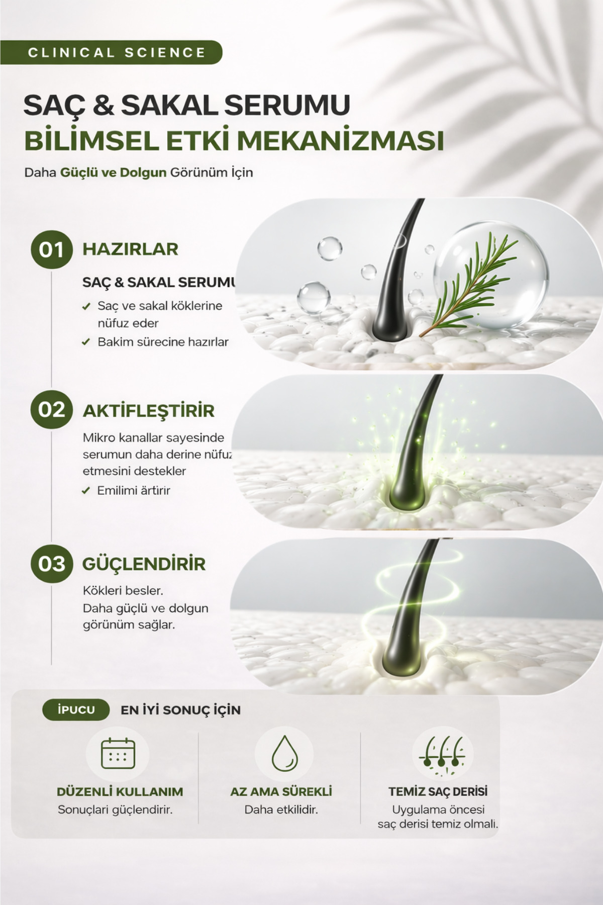Seyrek Saç Sakal Serumu Ve 540 İğneli Dermaroller 1 mm Dezenfektan Seti – Saç Sakal Bakım Aleti — set10 — تصویر 6 از 9