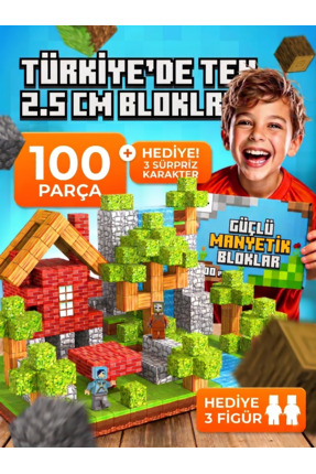 magnetcraft Minecraft Mıknatıslı Manyetik Blok Seti 100 Parça 2.5cm Büyük Boy...