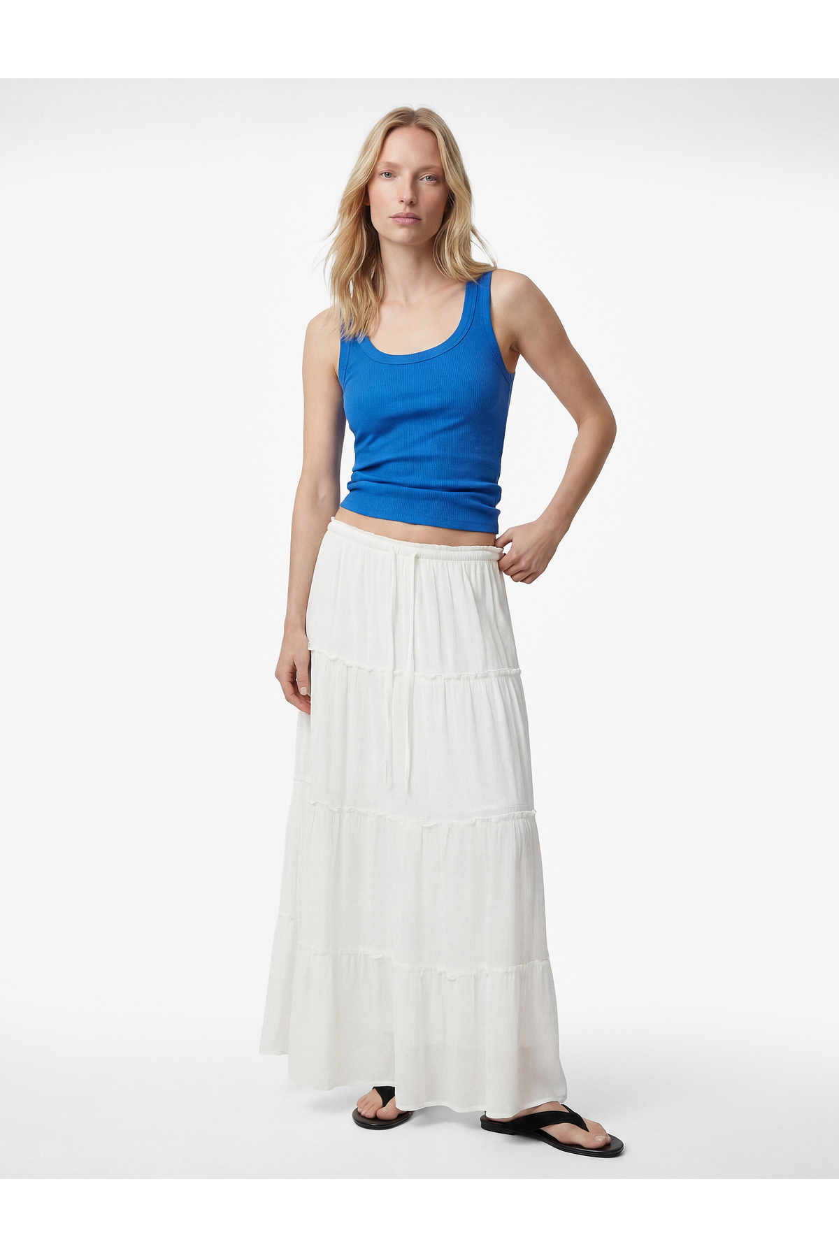 Koton Pamuklu U Yaka Slim Fit Kobalt Mavi Atlet